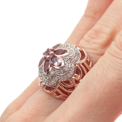 CHUCK CLEMENCY Sterling Silver Rose Gold Plated Amethyst & Topaz Ring Size 5.25