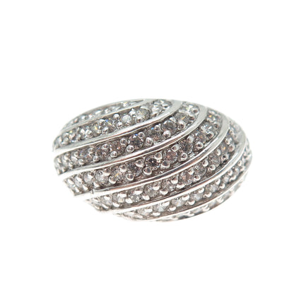 925 Sterling Silver Round-Cut C Z Sparkle Dome Ring Size 8