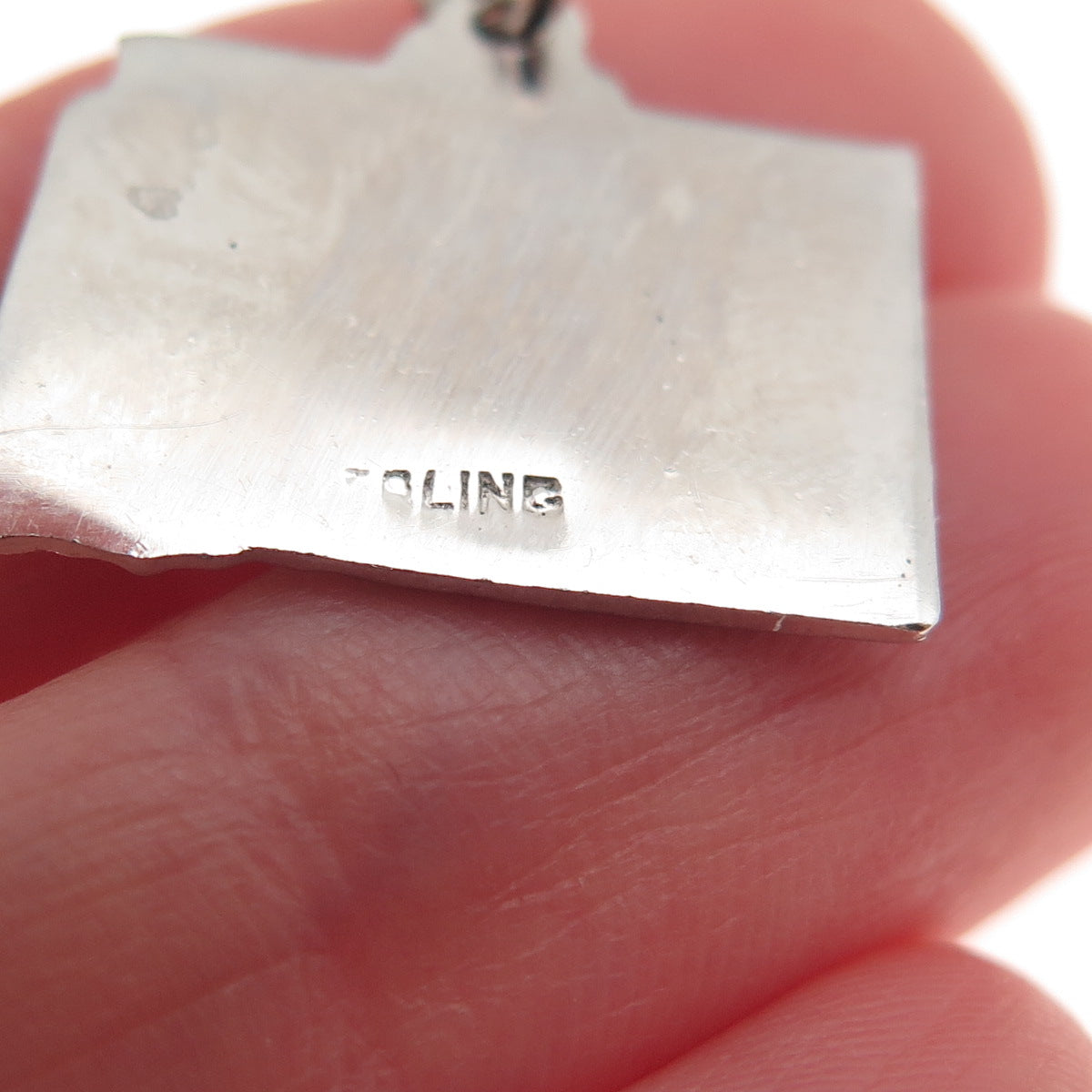 925 Sterling Silver Vintage Enamel South Dakota State Map Mini Charm Pendant