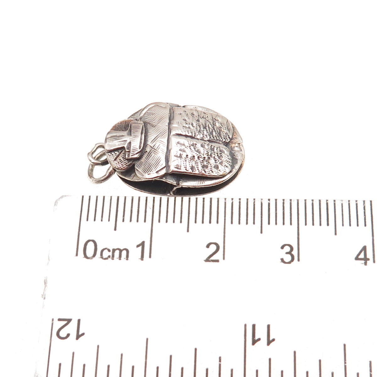 800 Silver Vintage Egyptian Scarab Oxidized Charm Pendant