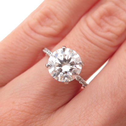925 Sterling Silver Real Round-Cut Moissanite Engagement Ring Size 5.75