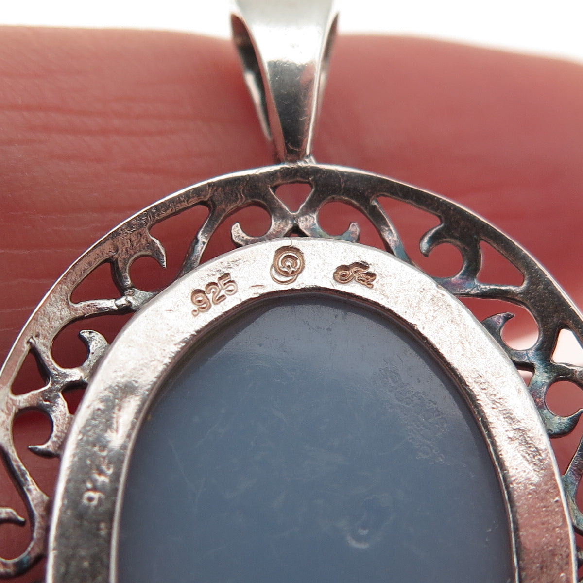 Jezlaine 925 Sterling Silver Vintage Ceramic Lady Cameo Charm Pendant