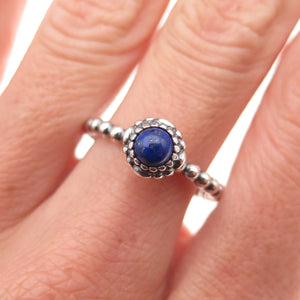 Pandora 925 Sterling Silver Real Lapis September Birthstone Ring Size 8.25