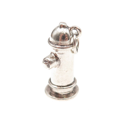 925 Sterling Silver Vintage Fire Hydrant Oxidized 3D Charm Pendant