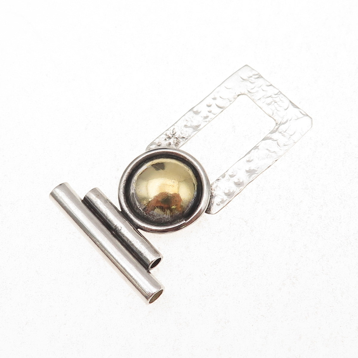 Kabana 925 Sterling Silver 2-Tone Vintage Modernist Hammered Slide Pendant