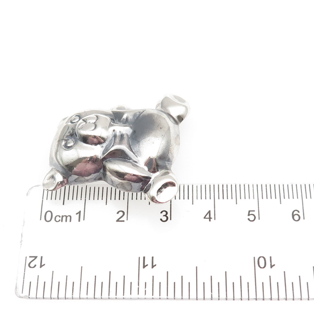 925 Sterling Silver Vintage Teddy Bear Puffy Oxidized Pin Brooch