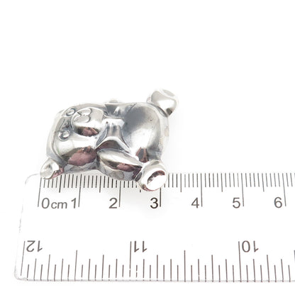 925 Sterling Silver Vintage Teddy Bear Puffy Oxidized Pin Brooch