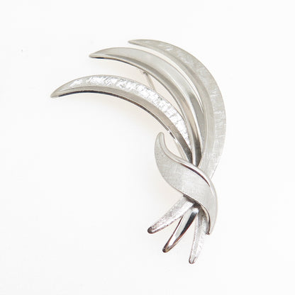 VAN DELL 925 Sterling Silver Antique Art Deco Real Pearl Leaf Pin Brooch
