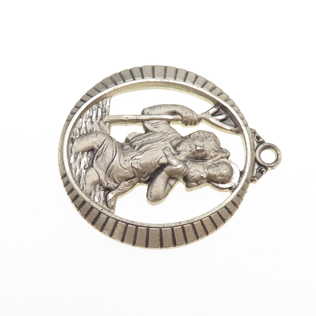 HAYWARD 925 Sterling Silver Vintage St. Christopher Oxidized Pendant