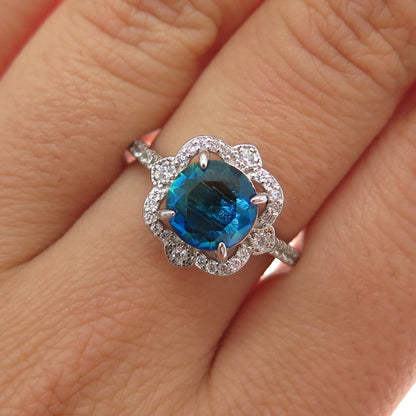 BOMB PARTY 925 Sterling Silver Real Doublet Mystic Quartz & C Z Ring Size 7.25