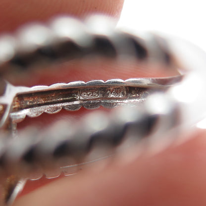 925 Sterling 14K Gold Vintage ATR Real Pearl Beaded Crisscross Ring Size 7.25