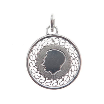 A & Z 925 Sterling Silver Vintage Boy's Face Profile Eternal Curve Charm Pendant