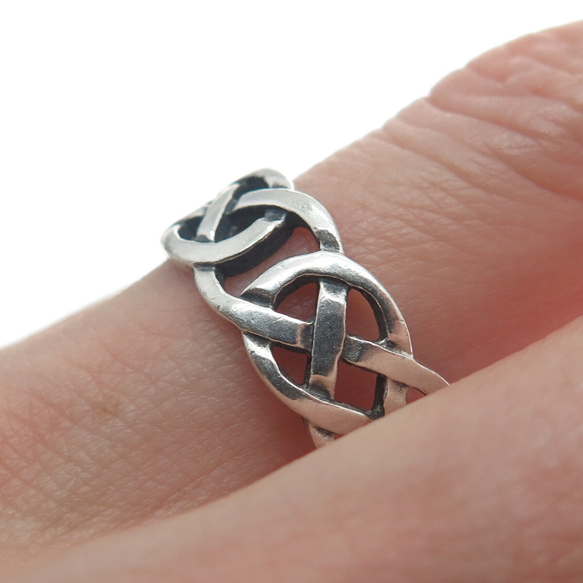 PSD 925 Sterling Silver Vintage Ireland Viking / Celtic Knot Band Ring Size 7.75