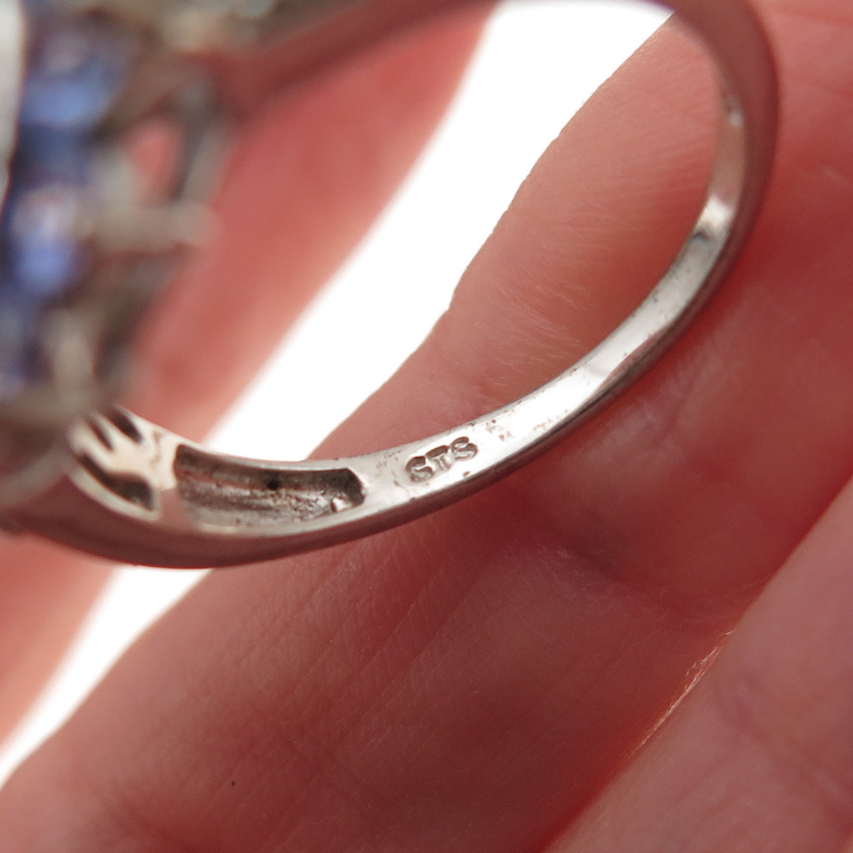 Chuck Clemency 925 Sterling Silver Real Tanzanite & White Topaz Ring Size 8.25