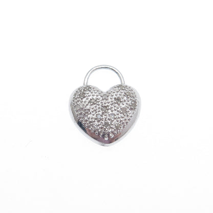 FADI 925 Sterling Silver Real Round-Cut Diamond Heart Minimalist Charm Pendant