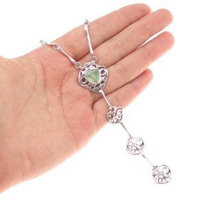 HAGIT GORALI Sterling Silver Vintage Israel Real Prehnite Modernist Necklace 24"