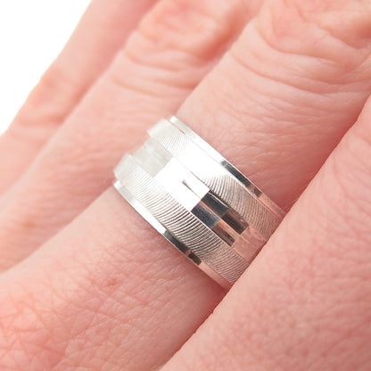 925 Sterling Silver Vintage Italy Textured Band Ring Size 8
