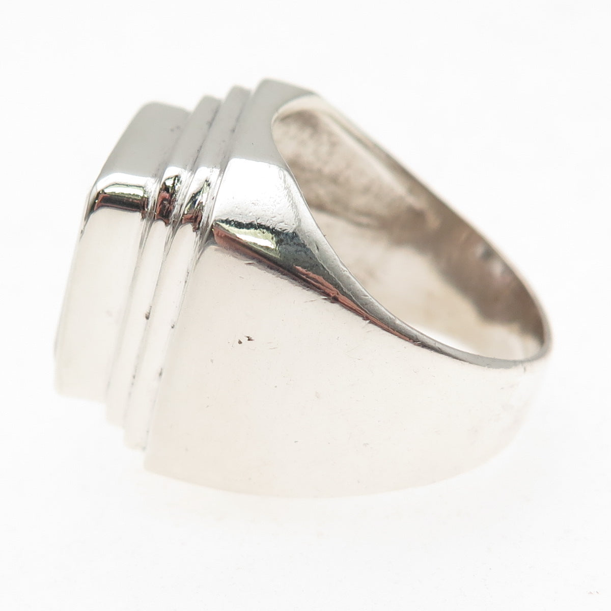 925 Sterling Silver Vintage Emerald-Cut C Z Statement Ring Size 8