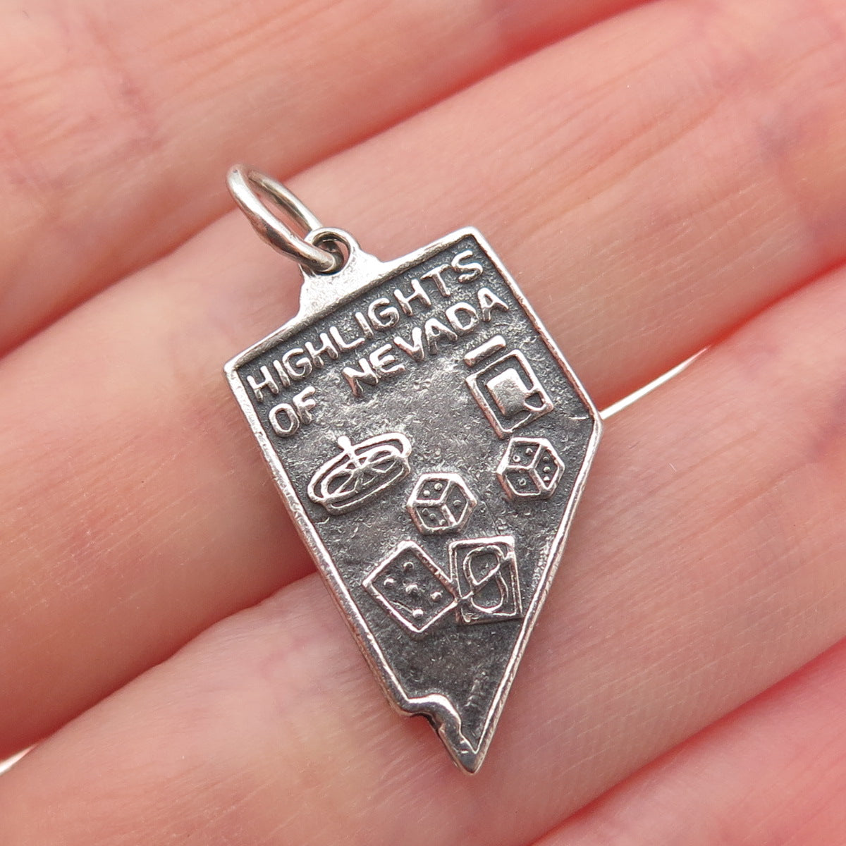 925 Sterling Silver Vintage Highlights of Nevada Oxidized Mini Charm Pendant