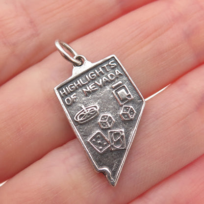 925 Sterling Silver Vintage Highlights of Nevada Oxidized Mini Charm Pendant