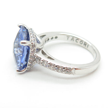 TACORI 925 Sterling Silver Cushion & Round-Cut Blue White C Z Ring Size 5.25