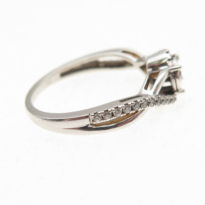 925 Sterling Silver Round-Cut C Z Engagement Ring Size 6.75