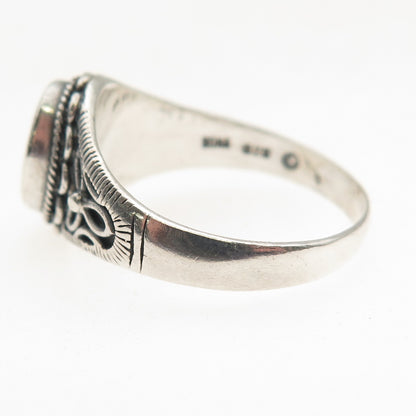 Boma Sterling Silver Vintage Real Black & White Onyx Yin Yang Ring Size 11.25