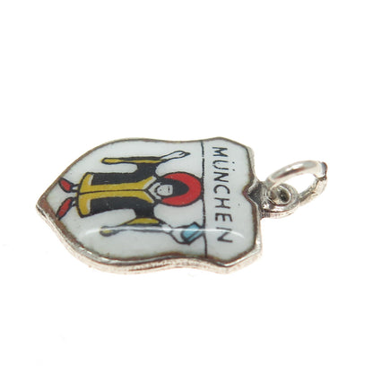 FRITZ REU & CO 800 Silver Antique Enamel Munich Germany Minimalist Charm Pendant