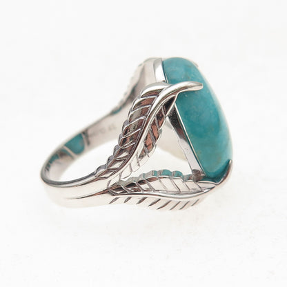Tehya Oyama 925 Sterling Silver Real Tyrone Turquoise Floral Ring Size 8.25