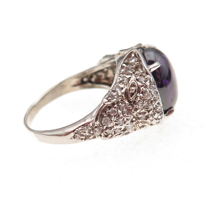 925 Sterling Silver Purple & White C Z Panther Ring Size 9.25