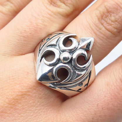 925 Sterling Silver Vintage Modernist Ring Size 10.5