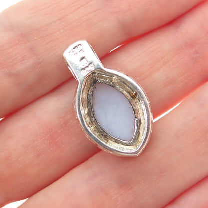 MICHELLE ALBALA Sterling Silver Vintage Real Lace Agate Modernist Mini Pendant