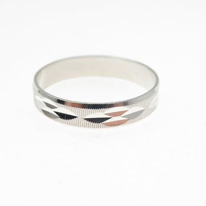 925 Sterling Silver Vintage Diamond-Cut Ribbed Band Ring Size 12.5