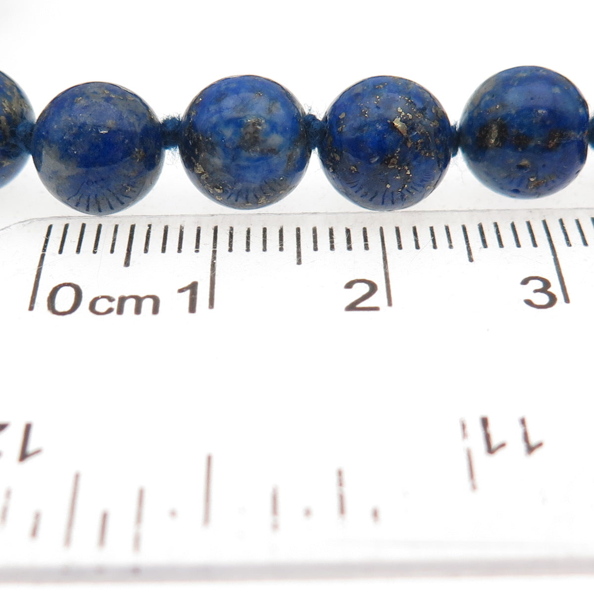 14K Gold Vintage Real Lapis Lazuli Ball Beaded Chain Necklace 24"
