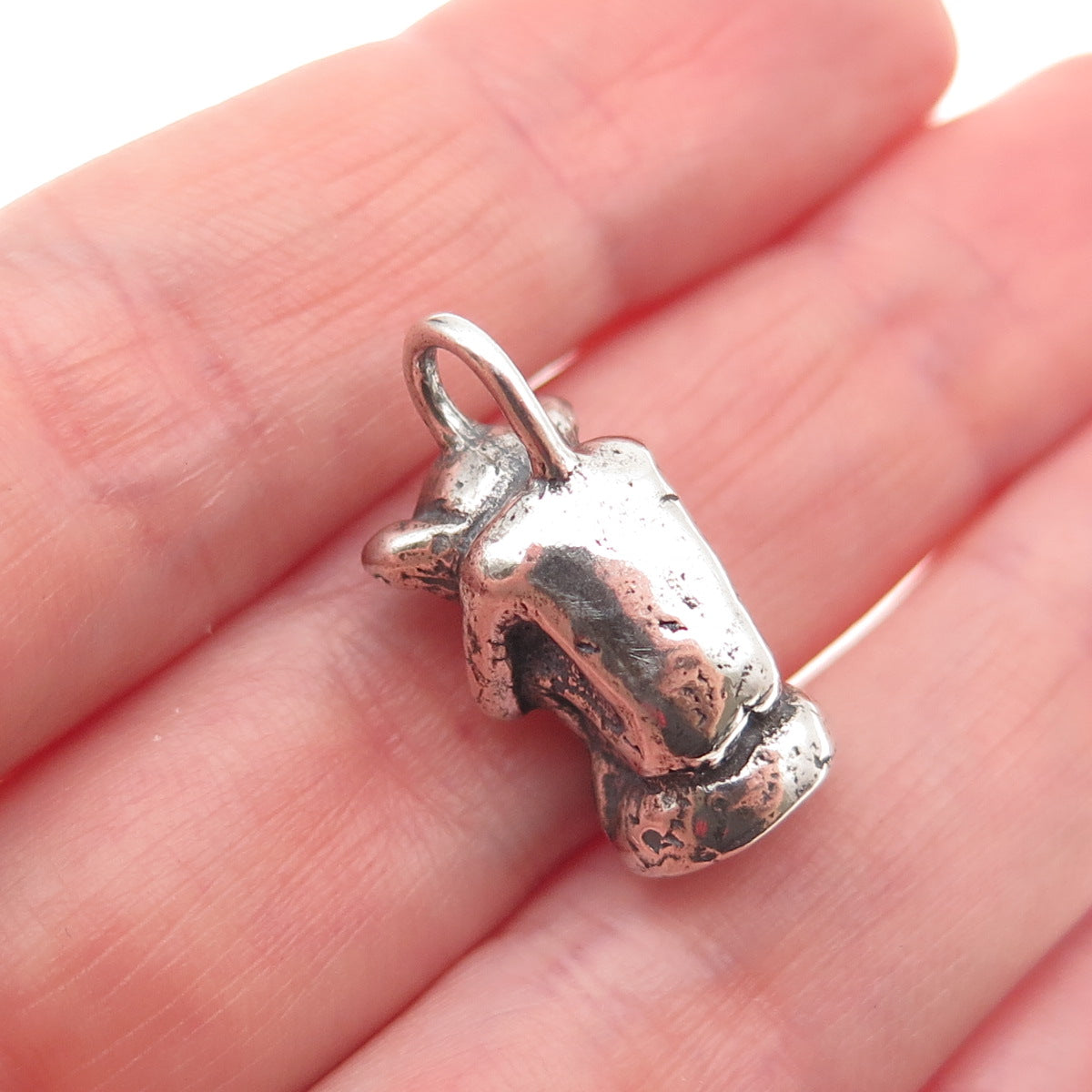 S. Drac 925 Sterling Silver Vintage Gothic Gargoyle Oxidized 3D Pendant
