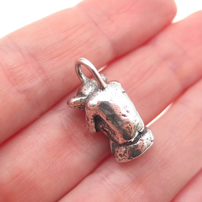 S. Drac 925 Sterling Silver Vintage Gothic Gargoyle Oxidized 3D Pendant
