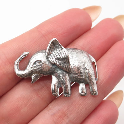 925 Sterling Silver Vintage Brookraft Elephant For Good Luck Pin Brooch