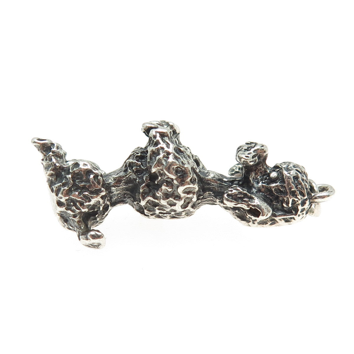 925 Sterling Silver Vintage Poodle Dog Oxidized 3D Charm Pendant