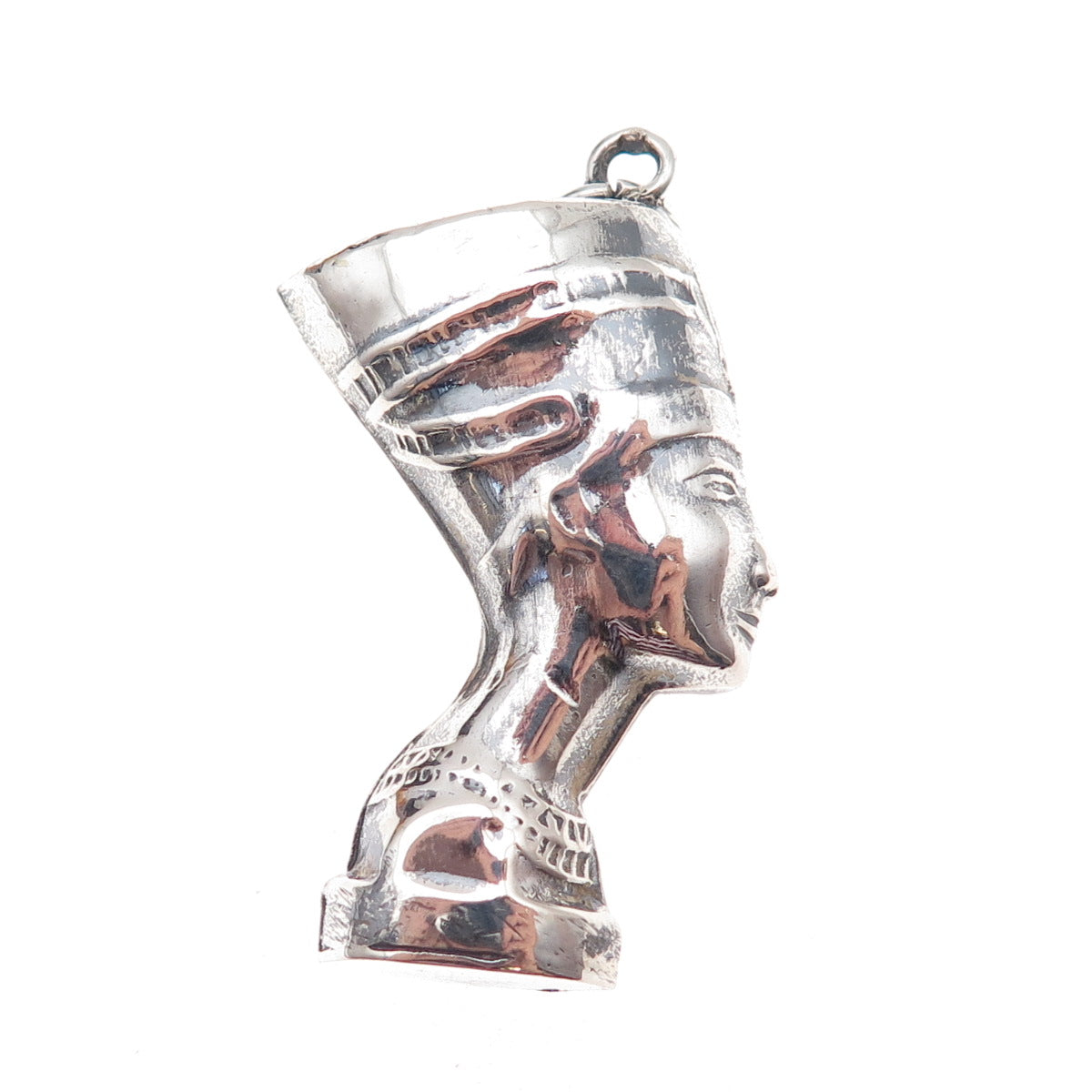 800 Silver Vintage Egypt Queen Nefertiti Oxidized 3D Pendant