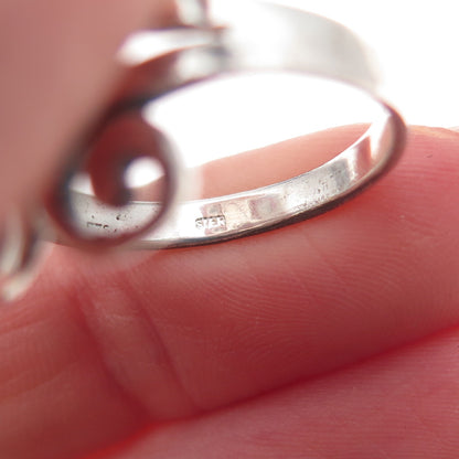 925 Sterling Silver Vintage Modernist Spiral Oxidized Ring Size 8.75