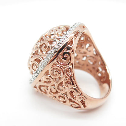 ROSS SIMONS 925 Sterling Silver Rose Gold Plated Diamond Accent Ring Size 6.25