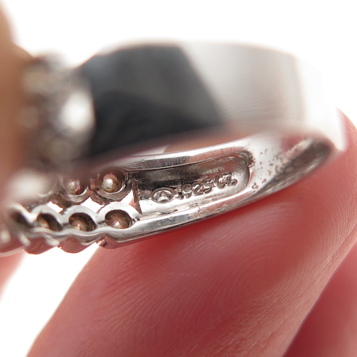 925 Sterling Silver Round-Cut C Z 2-Row Ring Size 6
