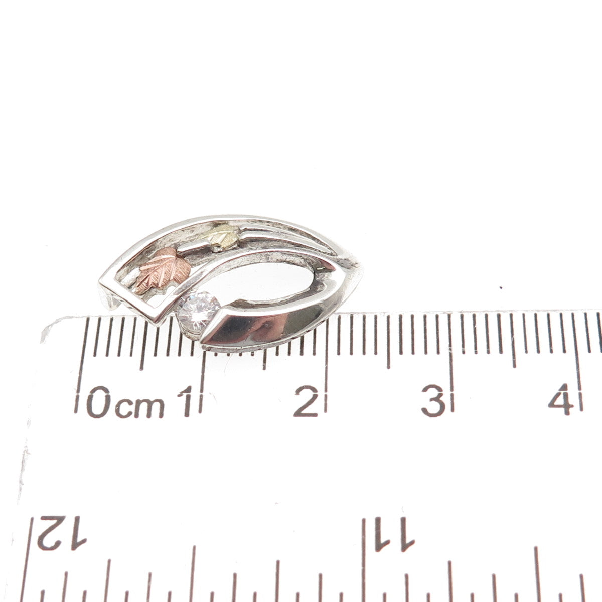 Coleman Co. 925 Sterling 12K Gold Vintage C Z Floral Mini Slide Charm Pendant