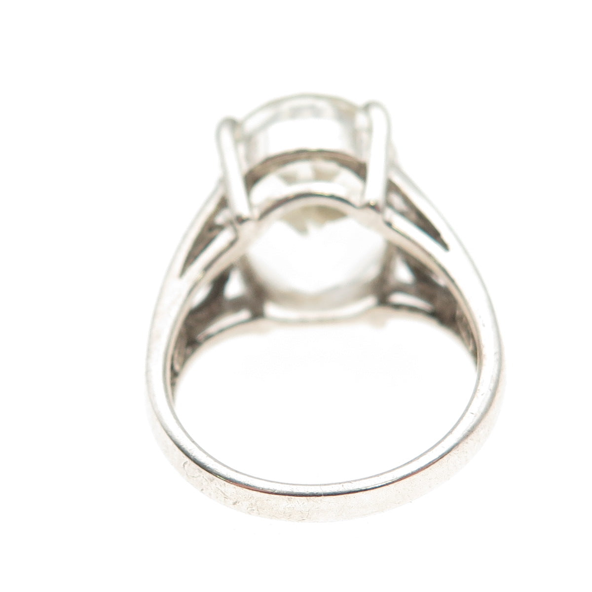 925 Sterling Silver Vintage Real Oval-Cut White Topaz Ring Size 6