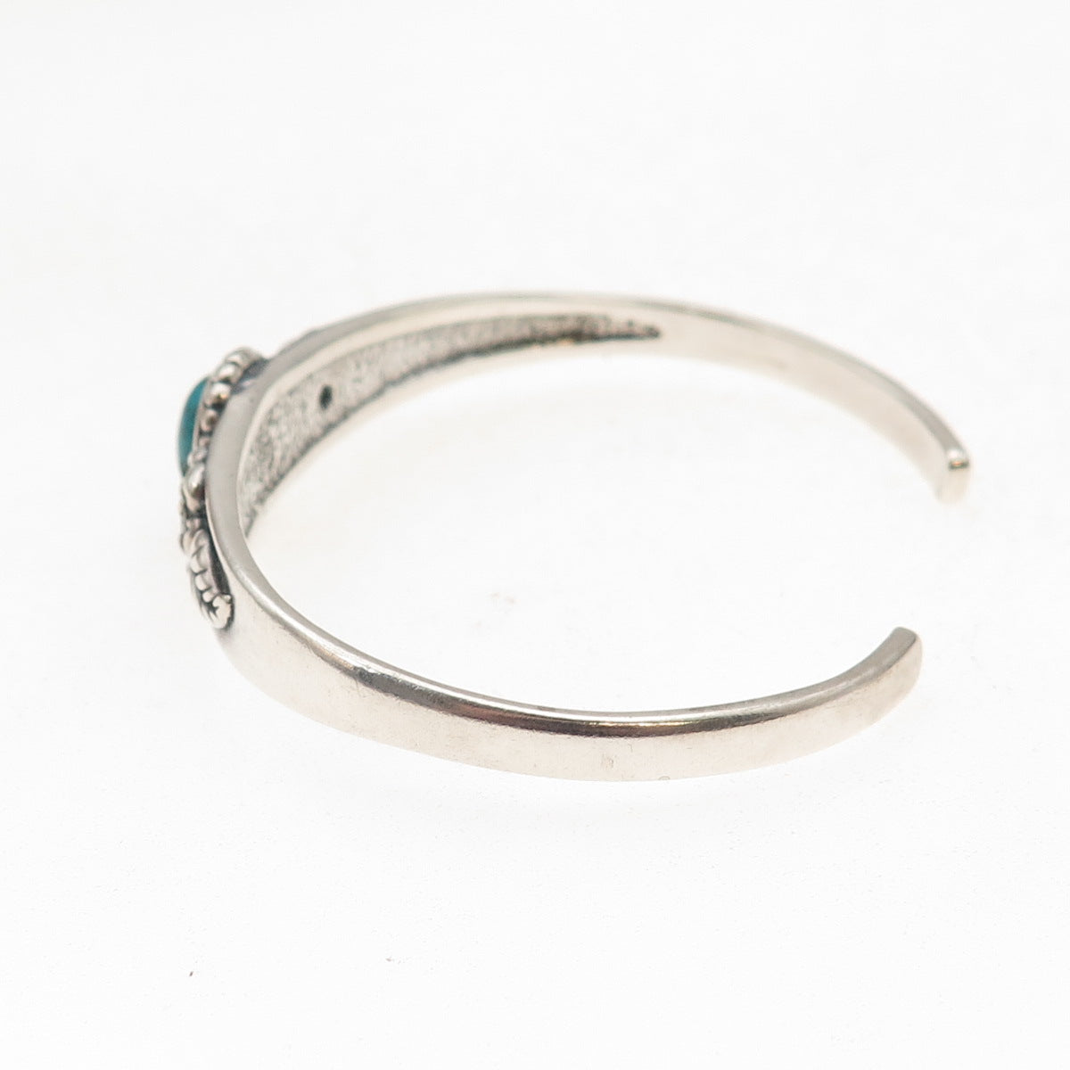 Carolyn Pollack Sterling Vintage Turquoise & C Z Floral Adjustable Bracelet 6"