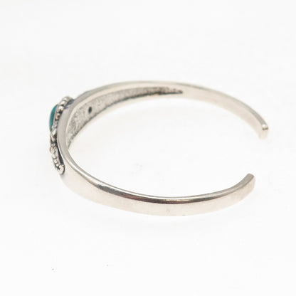 Carolyn Pollack Sterling Vintage Turquoise & C Z Floral Adjustable Bracelet 6"