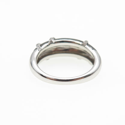 925 Sterling Silver Black Enamel Round-Cut White C Z Ring Size 6.5
