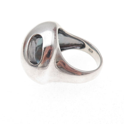 925 Sterling Silver Vintage Modernist Dome Oxidized Ring Size 8