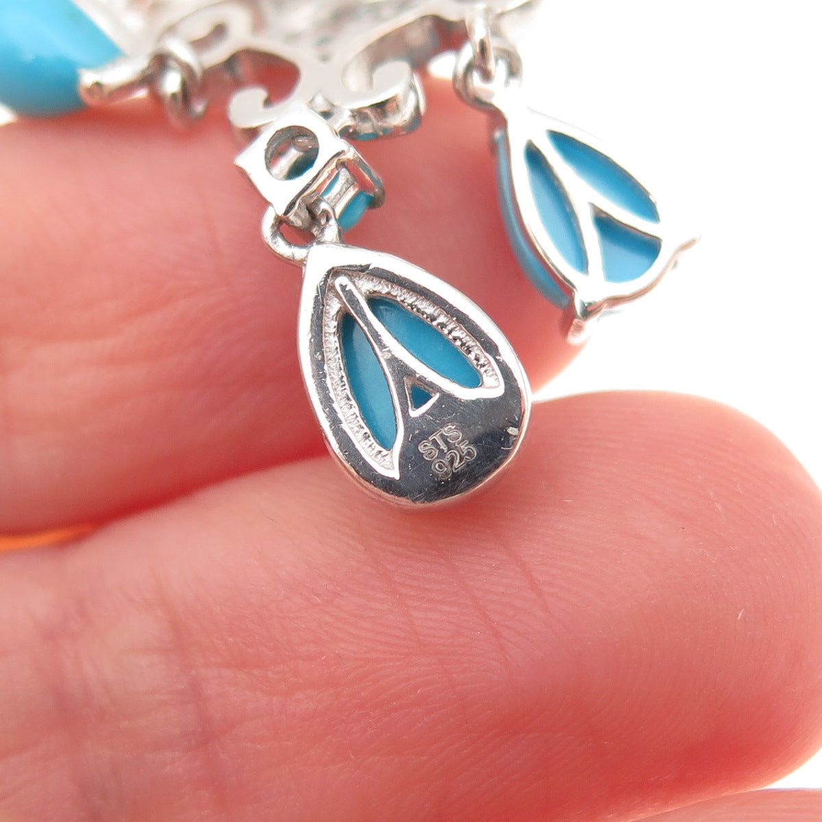 Chuck Clemency Sterling Silver Real Sleeping Beauty Turquoise Dangle Earrings
