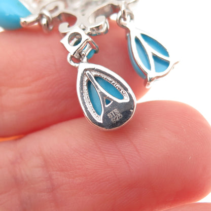 Chuck Clemency Sterling Silver Real Sleeping Beauty Turquoise Dangle Earrings